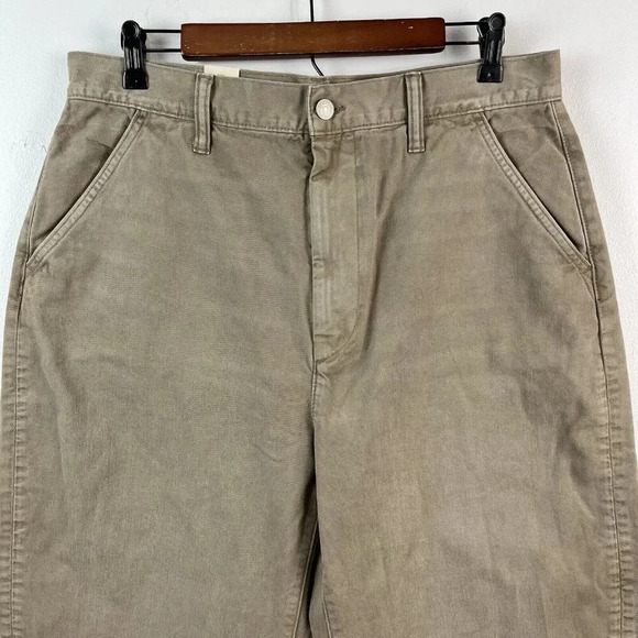 American Eagle Barrel Jeans Womens 12 Taupe Wide Leg Cropped Organic Cotton - Picture 4 of 16